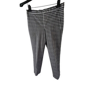 Isaac Mizrahi Live Women's Gingham Plaid Pants Black White Pull-On Stretch